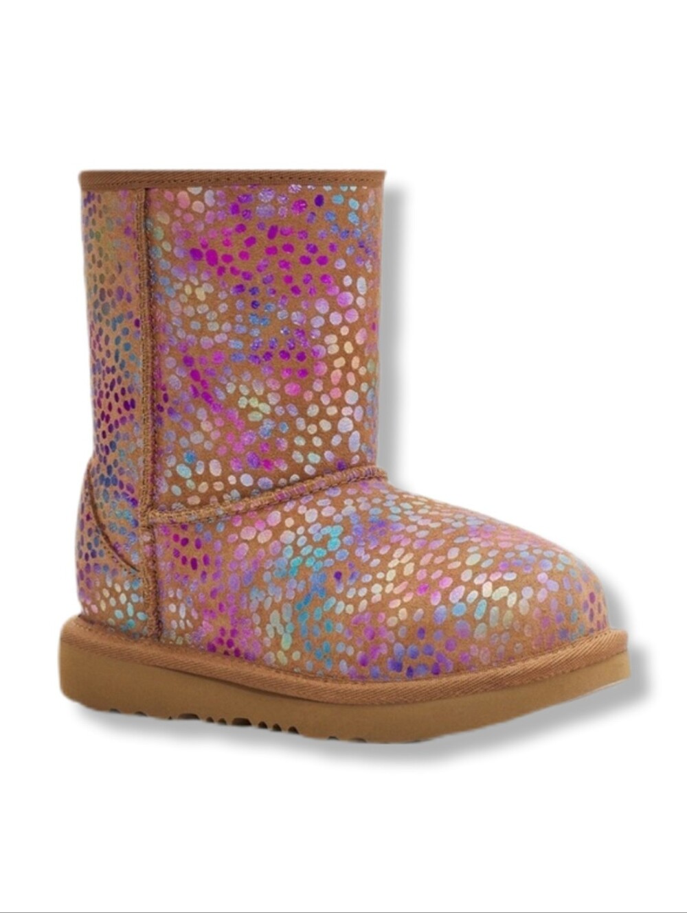UGG Brown Suede Metallic Rainbow Dots Winter Boots